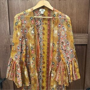 Bohemian Floral Open-Front Blouse